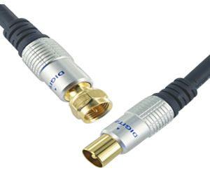 VISION Digital TV Antenna Flylead Male-F Type Gold Plated Cable SR9522 5.0Metres